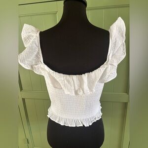American Eagle Smocked Ruffle Crop Top
